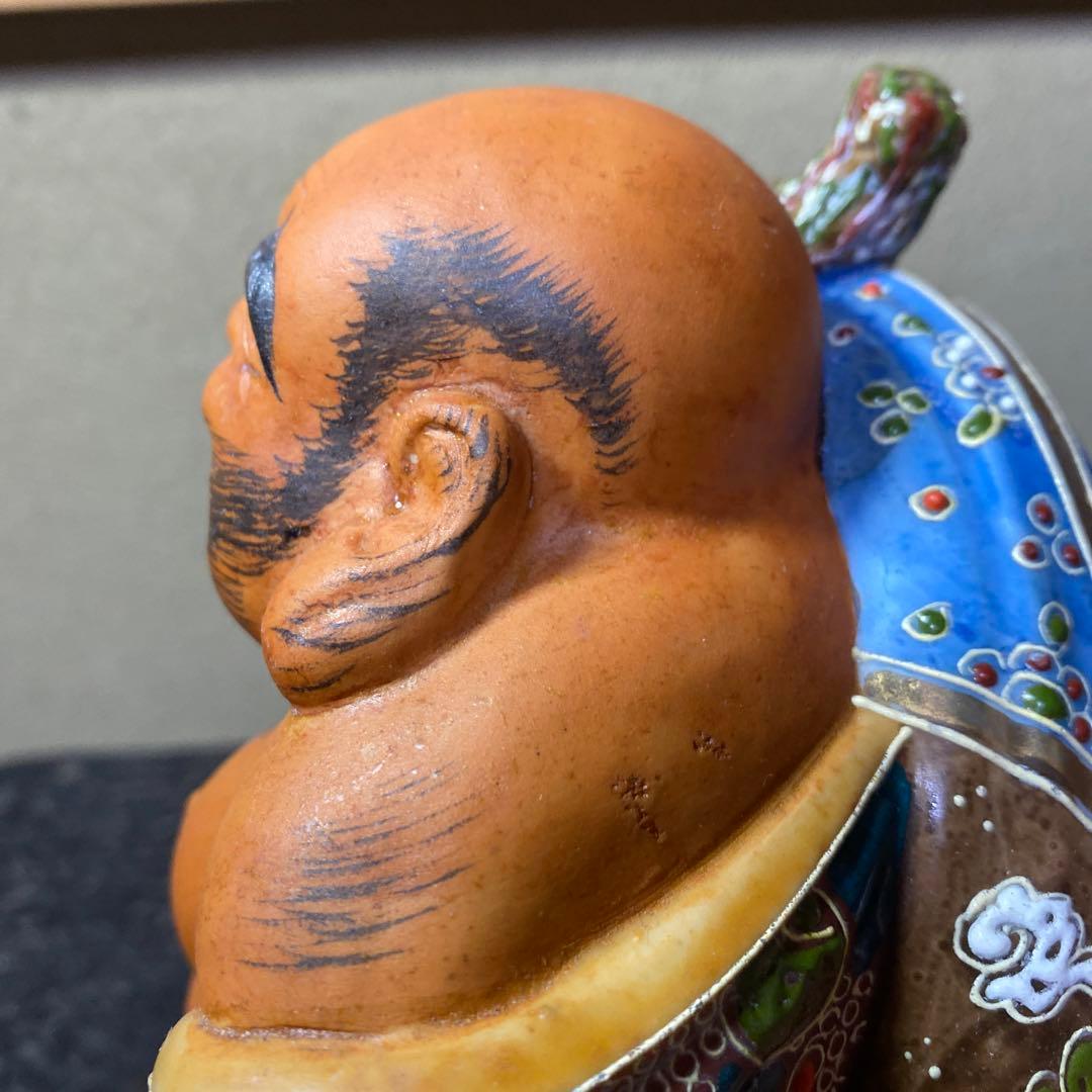 九谷焼　色絵金彩布袋置物