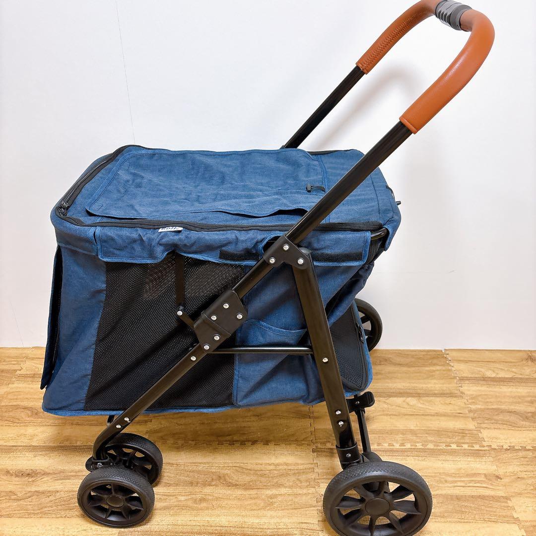 美品　Bello ペットカート デニム　犬用　ペットバギー　折りたたみ式