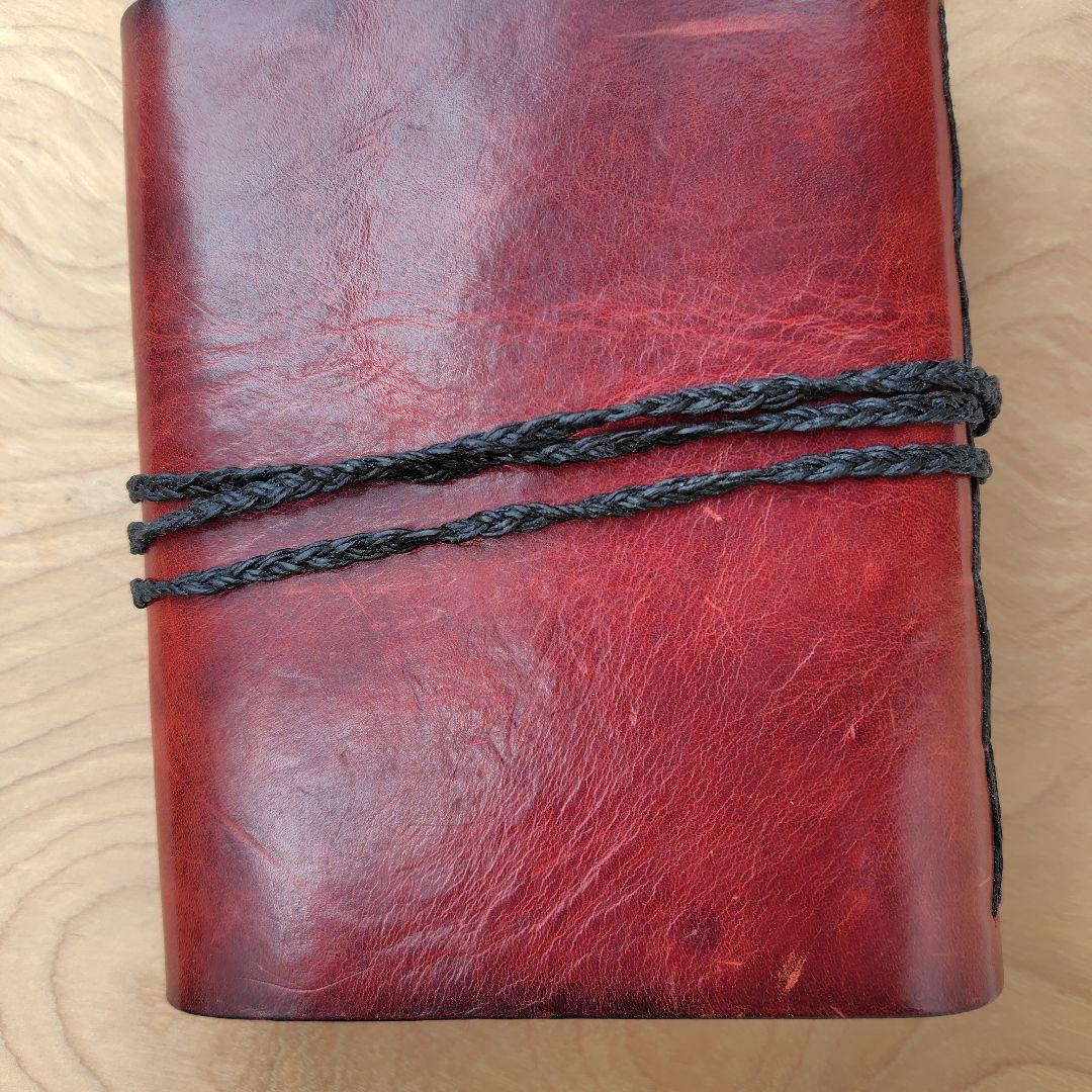 レザー製手縫いノート 赤　レザー　ノート アンティーク ライティングショップ