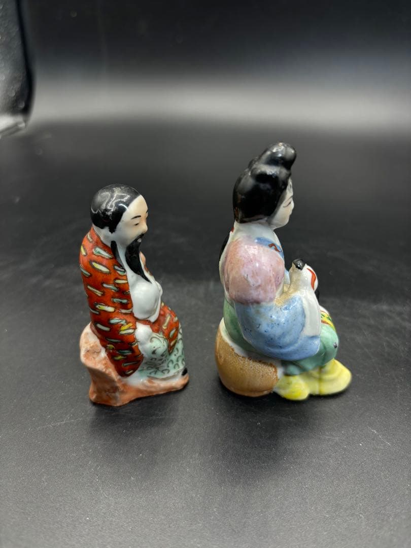 中国美術 古玩 色絵陶人形 陶器人形 高さ約9cm 置物 オブジェ 古董品