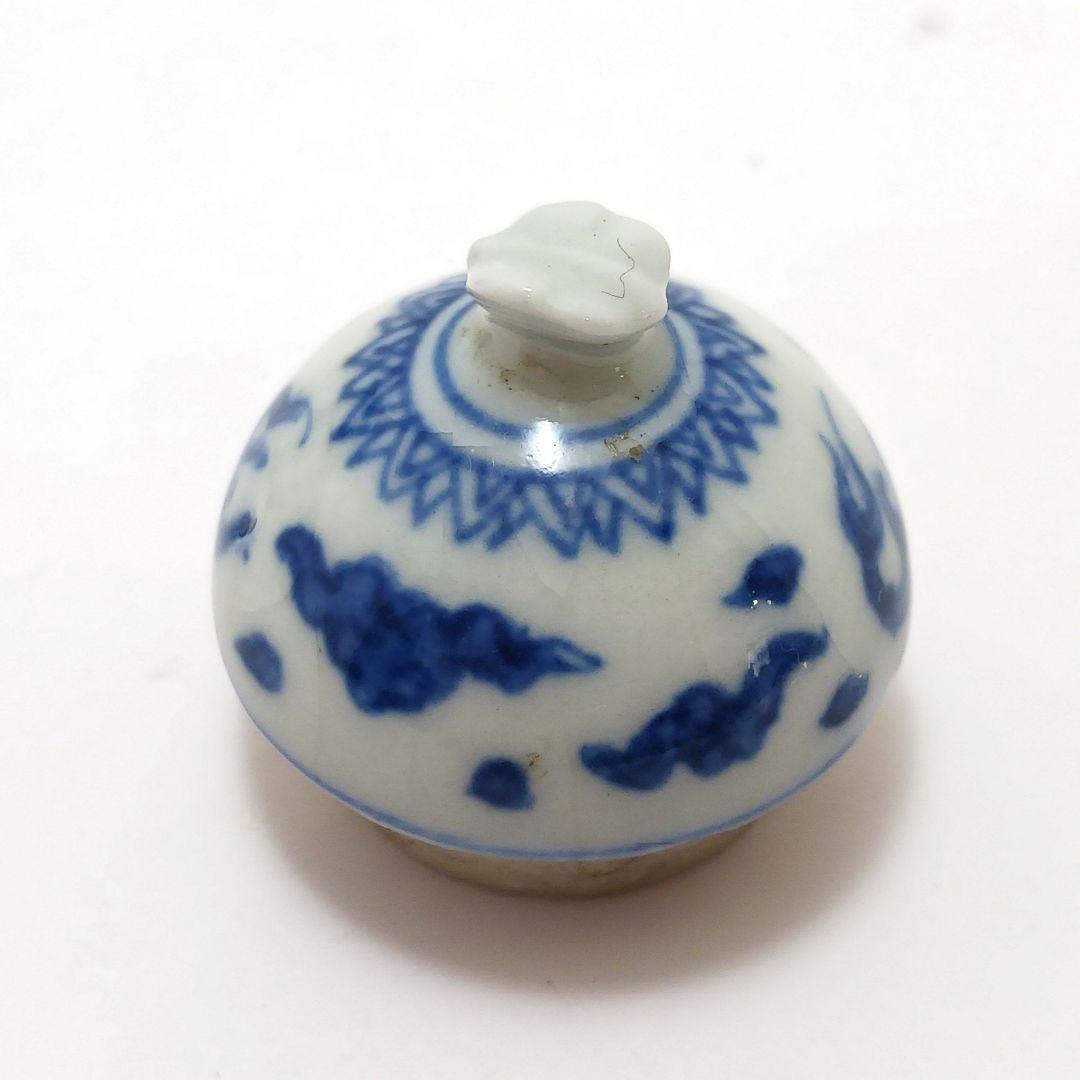 Y2466 清代唐物 新渡 古染付龍細密絵付急須 水注 萬歴年製　ma ten