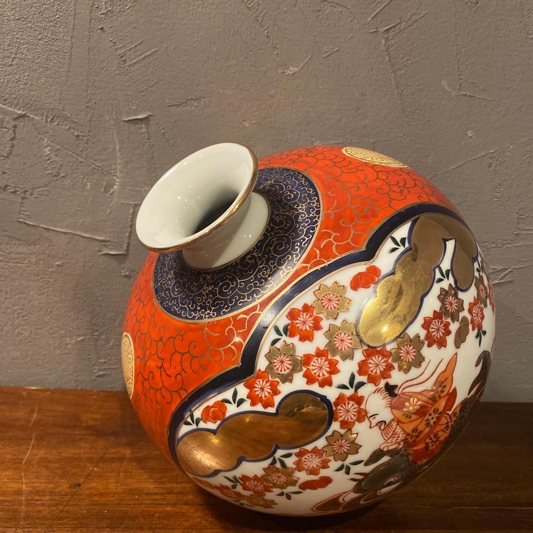 伊萬里 丸壺 骨董品 赤絵 呉須 花瓶 花器 コレクション 古伊万里様式