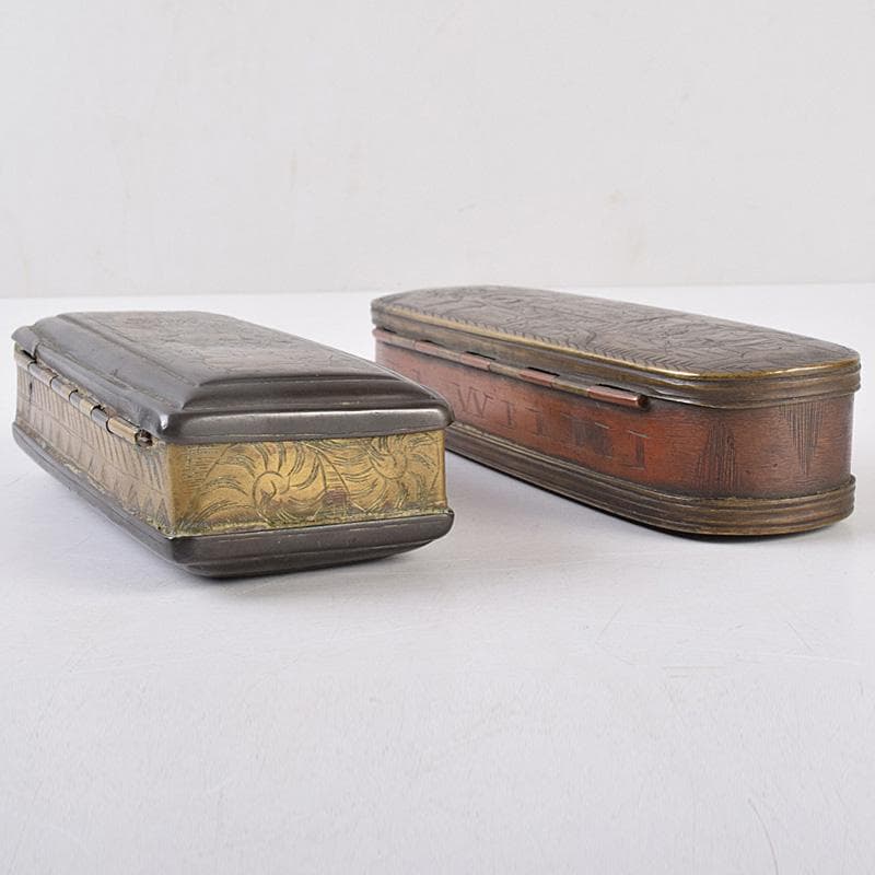 西洋アンティーク　十七世紀十八世紀　古銅　人物刻　嗅煙草入　2点　M　R8980