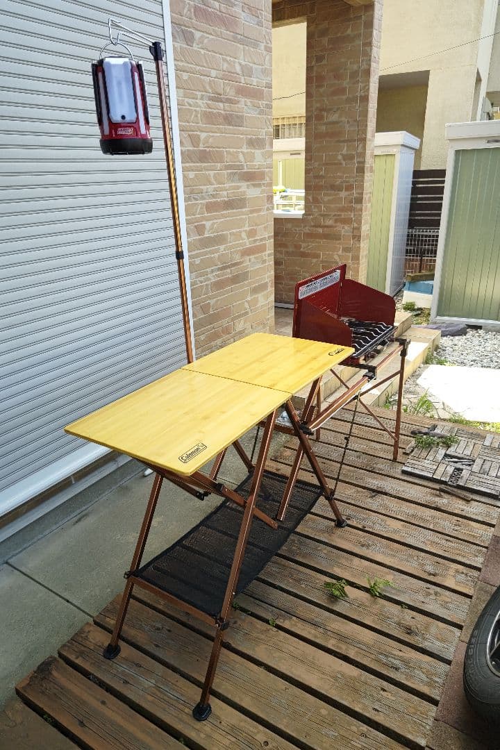 colemanキッチンテ―ブル、2バ―ナ―コンロ、クワッドランタンセット