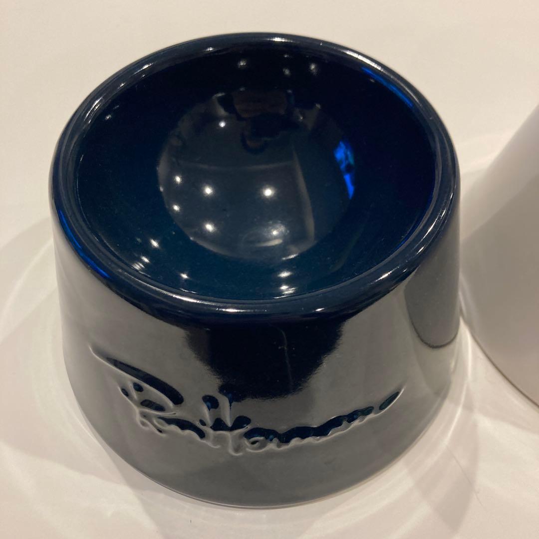 中古　ロンハーマン　犬用フードボウル ホワイト＆ネイビー　セット