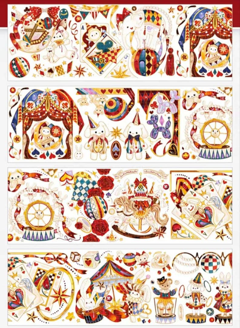 巻売 476★ 海外 マスキングテープ マステ PET 装飾 動物 兎 金ホロ