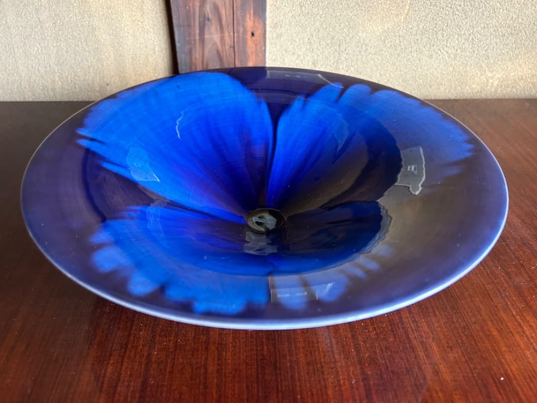 三代徳田八十吉　彩釉鉢　輪華　31センチ