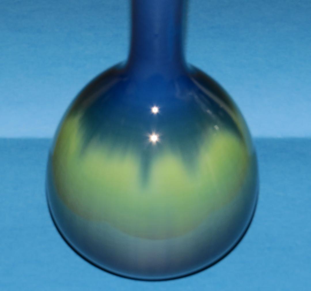 九谷焼　三代・徳田八十吉　彩釉　花入　花器　花瓶　鶴首瓶　共箱