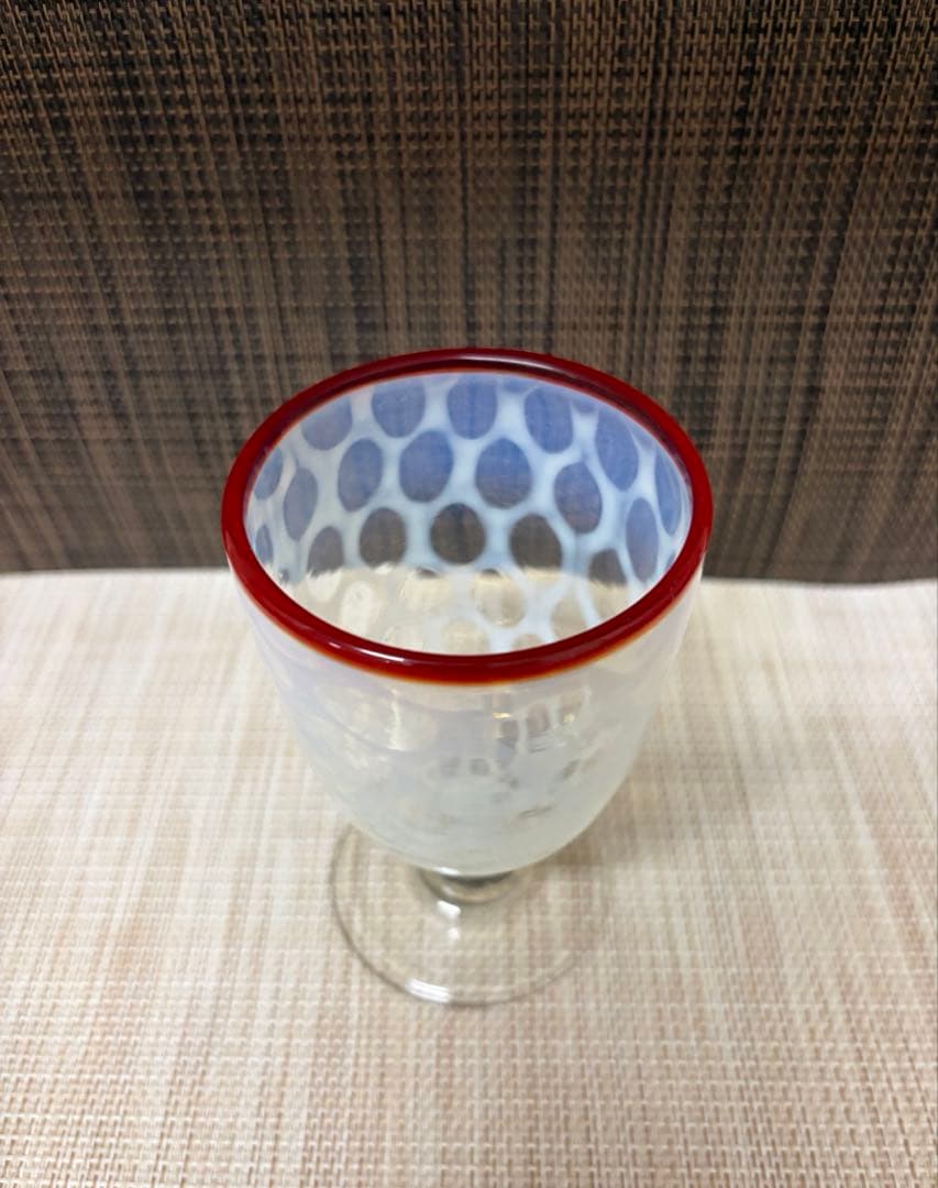 氷コップ 棗 水玉紋様 赤 アンティーク 大正ロマン