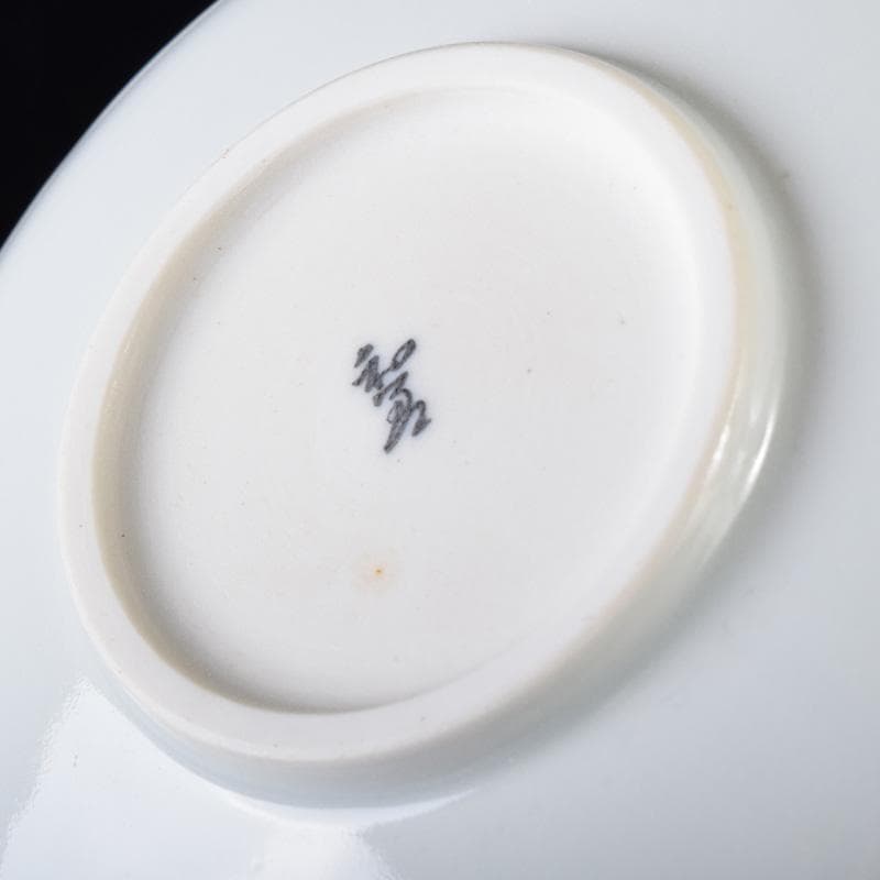 和食器　京焼　御室焼　北村和善作　白磁　吸茶碗　十二客　共布共箱　C　7485