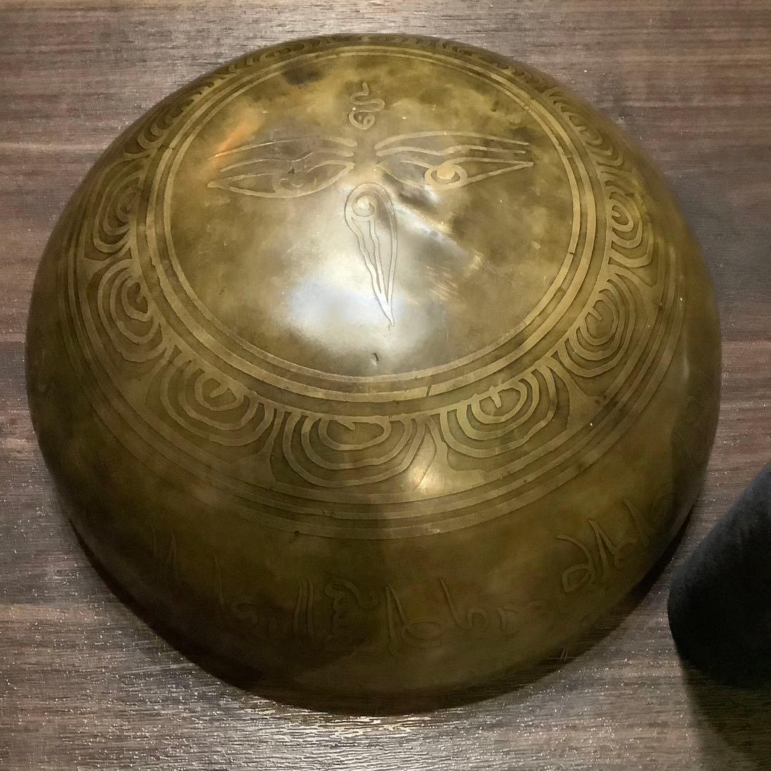 No32 チベット産 24.2cm チベタン シンギングボウル ヤントラ