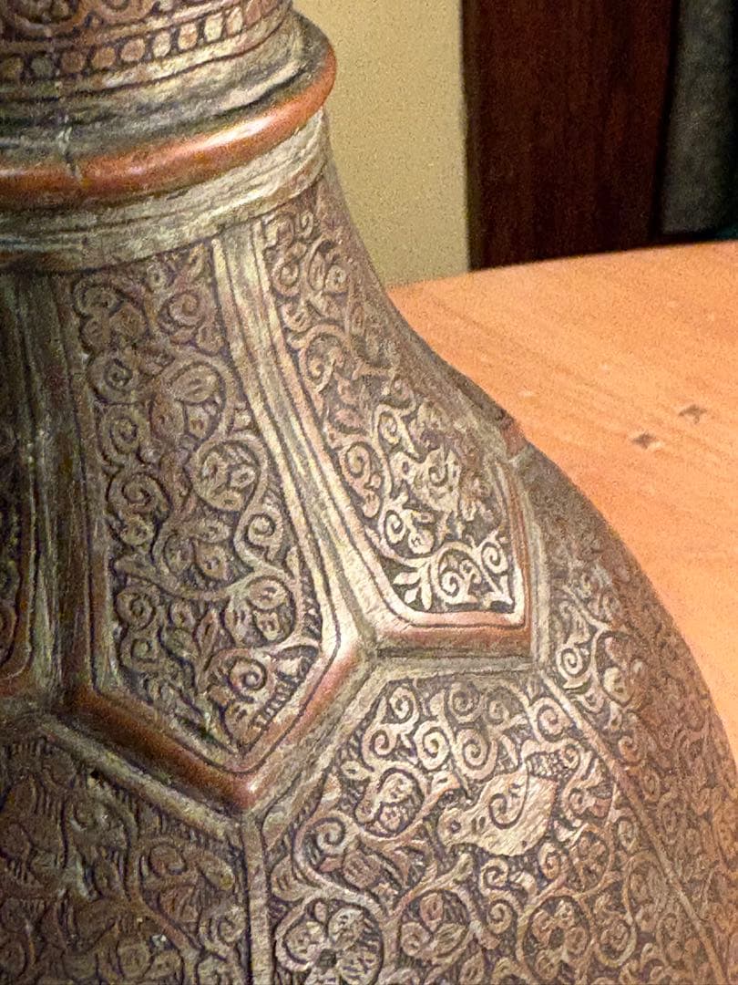 アンティーク金属製瓶silver&copper-inlaid brassvase