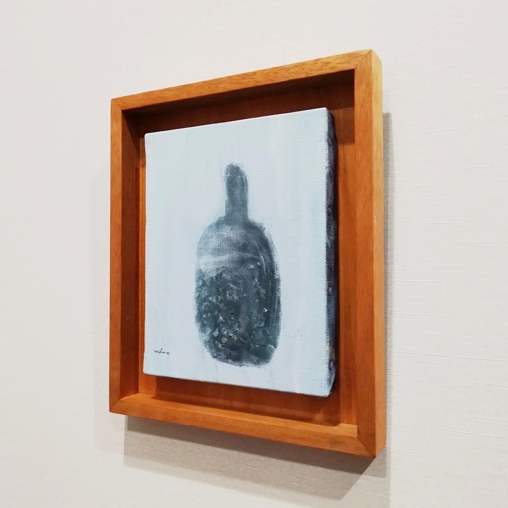 内野隆文　ワインボトル　絵画　F0号　静物画　キャンバス　現代アート　美術　額付