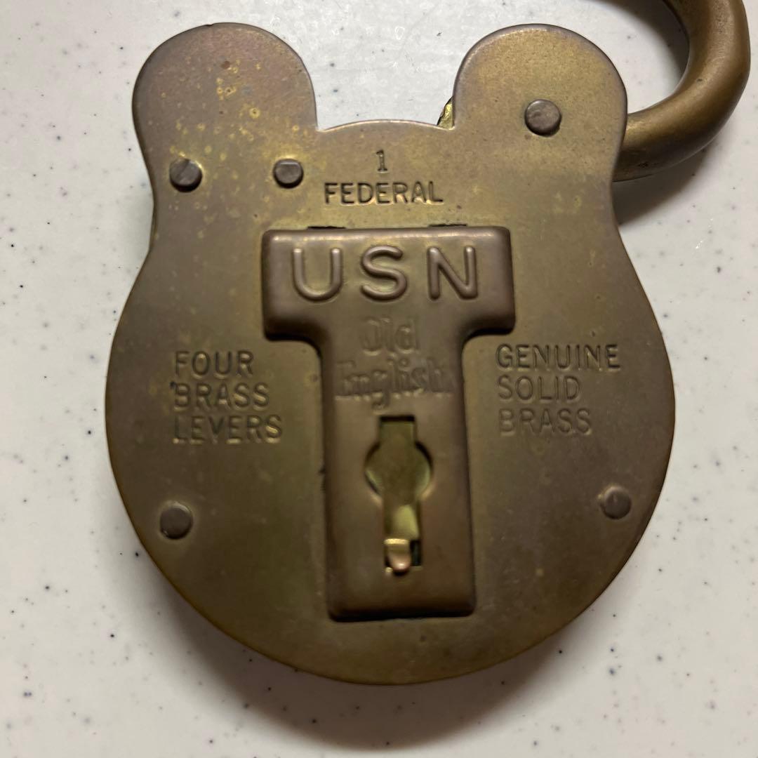 U.S NAVY ヴィンテージ ミリタリー南京錠 パッドロック予備鍵付き