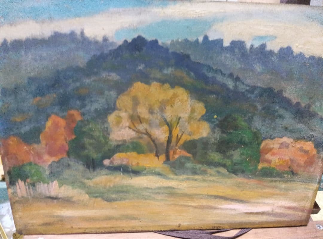 福島長二郎Ｆ４号油彩板に描いています