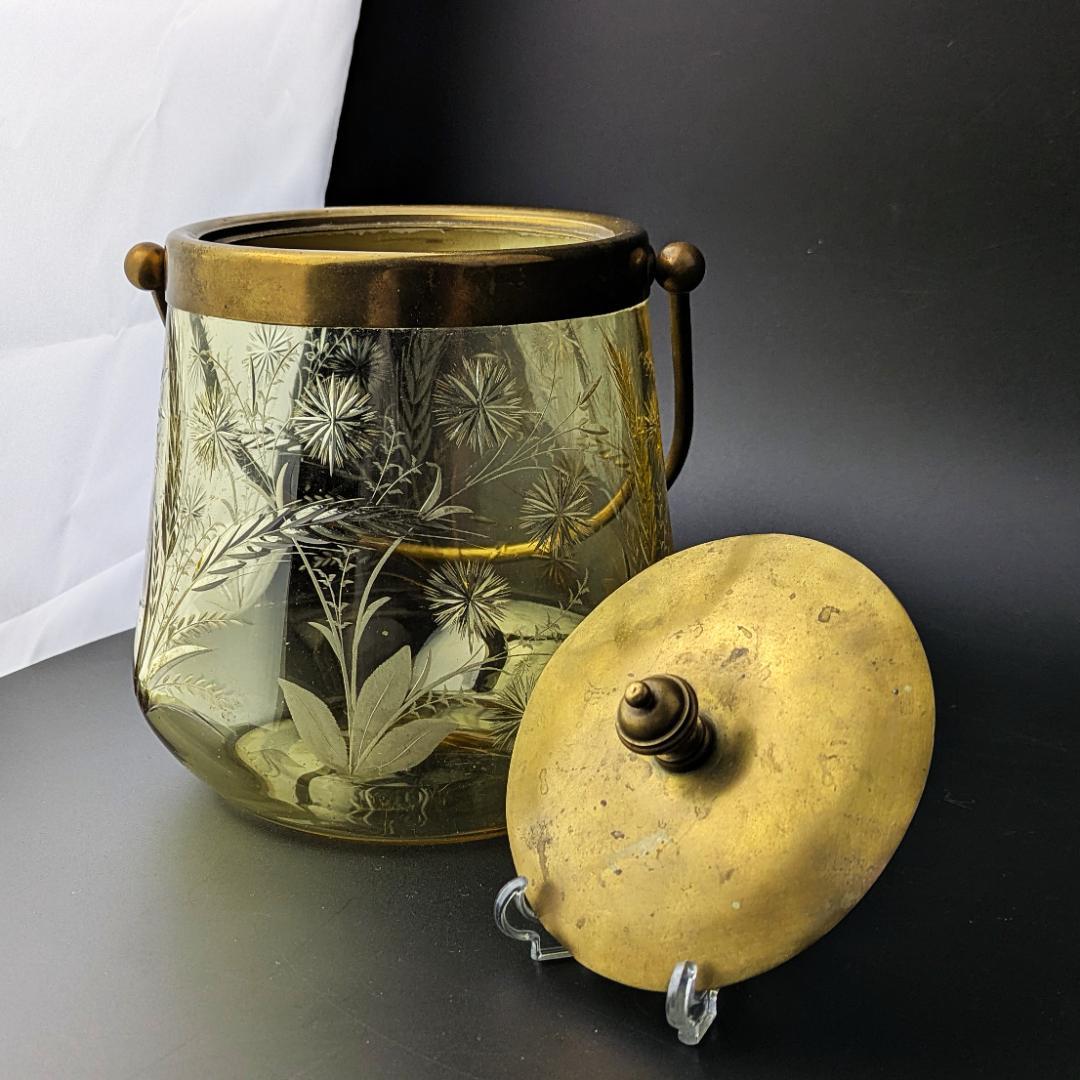 試される審美眼★オールド サン・ルイ 1930年頃 珍しいアンバーガラスバケット