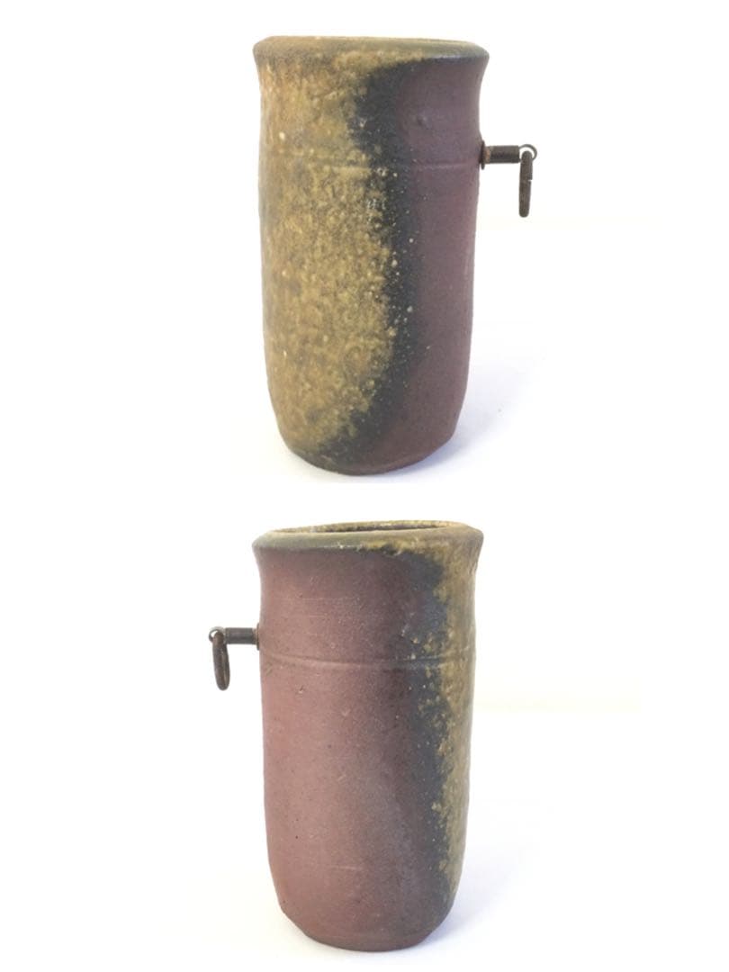 人間国宝 藤原雄作 備前焼 掛花入 供箱付 供布付 茶道具 Y49