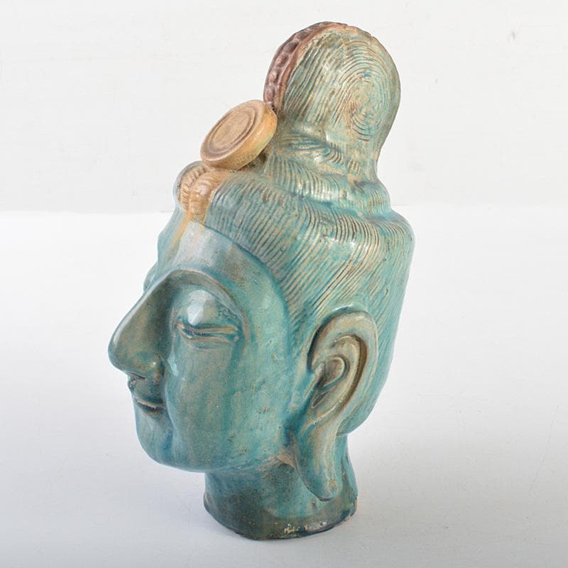 中国　三彩　仏頭　置物　C　6268