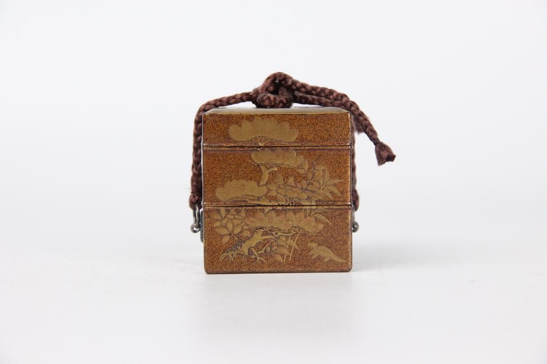 江戸　明治　時代 鶴松梅蒔絵重香合　小箱 梨地 漆器 EM19-9