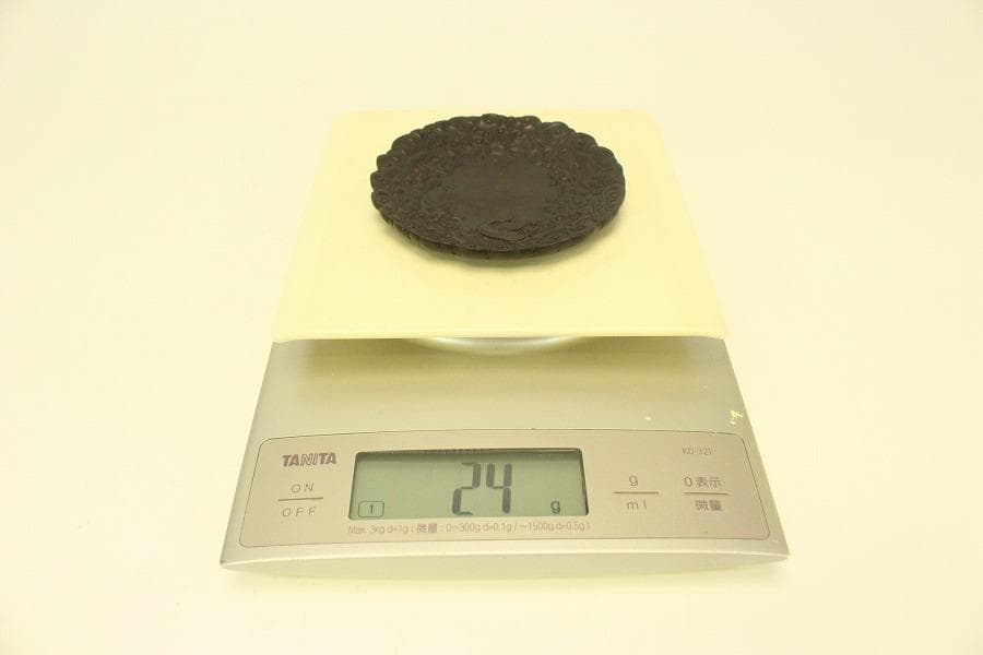 紫檀 刻 雲鶴皿 五客 細密彫刻(A758)