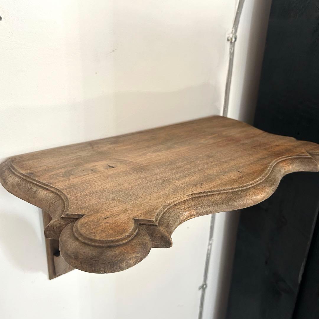 フランス アンティーク ウォールシェルフ 壁掛け棚 木製 無垢材 彫刻　剥離