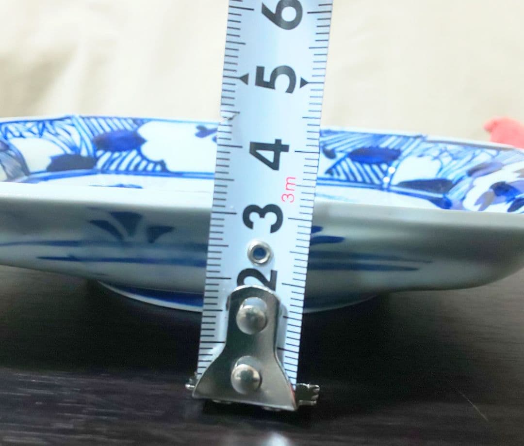 古伊万里 青い花柄 八角陶磁器　中皿5枚セット