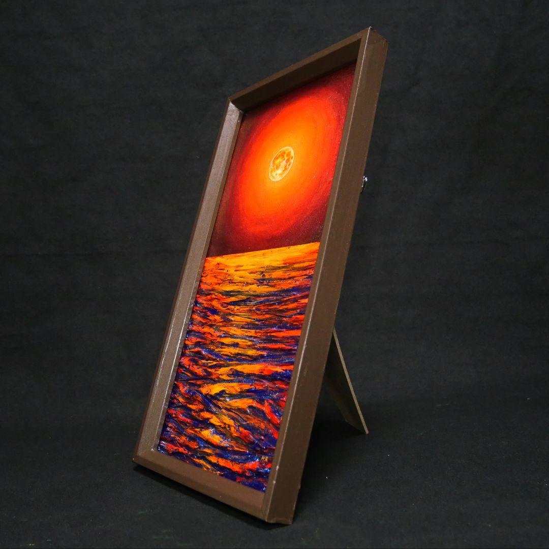 油絵 油彩 油彩画 絵 絵画 長方形ミニ絵画【神秘的な夜】