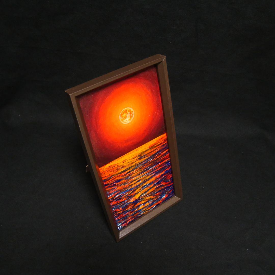 油絵 油彩 油彩画 絵 絵画 長方形ミニ絵画【神秘的な夜】