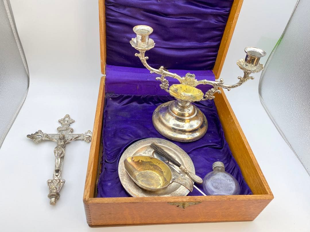 1890年代 カトリック聖具 Sick Call Outfit 祭壇アンティーク