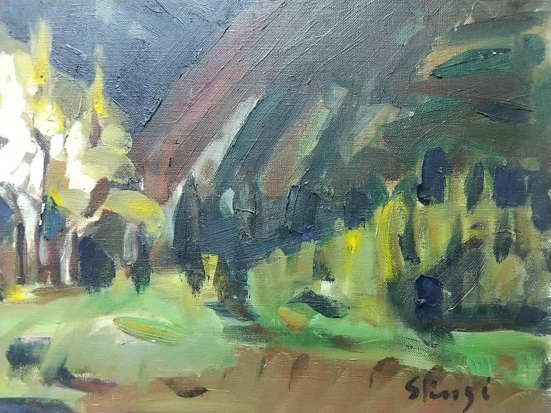 「谷川の残雪」1962 F8 絵画 油絵 油彩画 風景画 アート 谷川岳