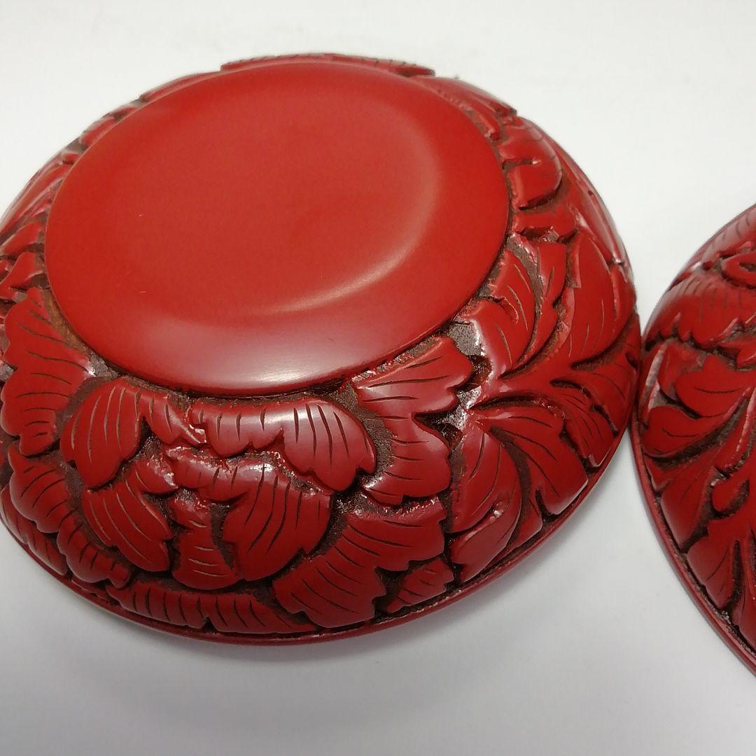 Ｓ５５８　香合　『堆朱　牡丹絵　香合』『三野原晃一作』　共箱　茶道具