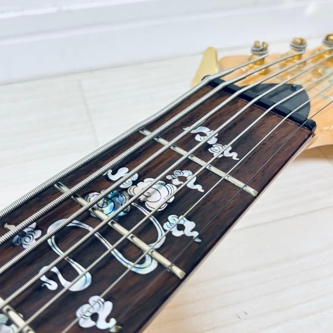 稀少【7弦ベース】美麗インレイ龍モチーフ 7弦　音出しOK トラス調整余裕あり