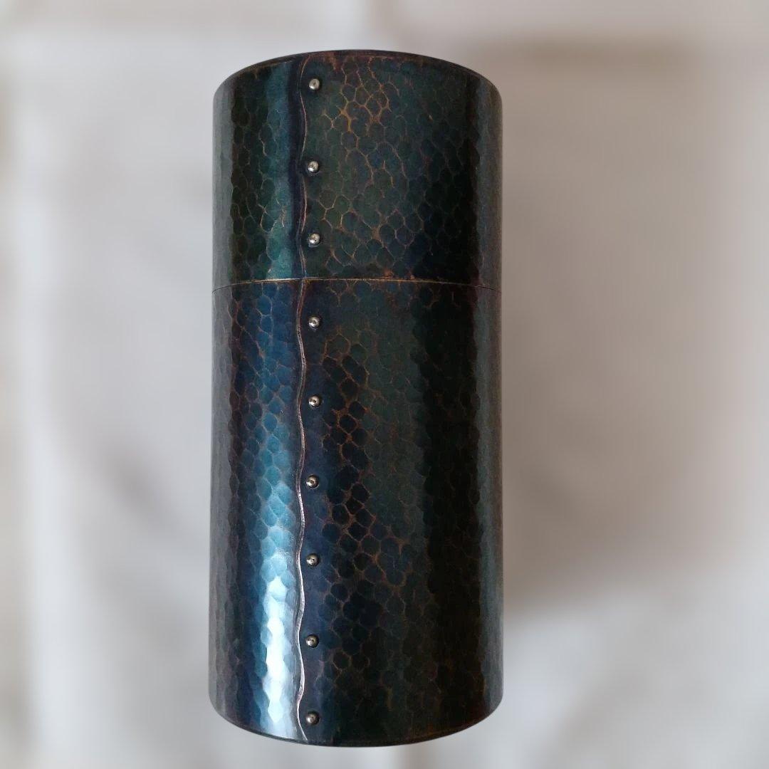 伝統工芸 　新潟県燕市 　玉川堂 鎚起銅器　共箱付き 茶筒