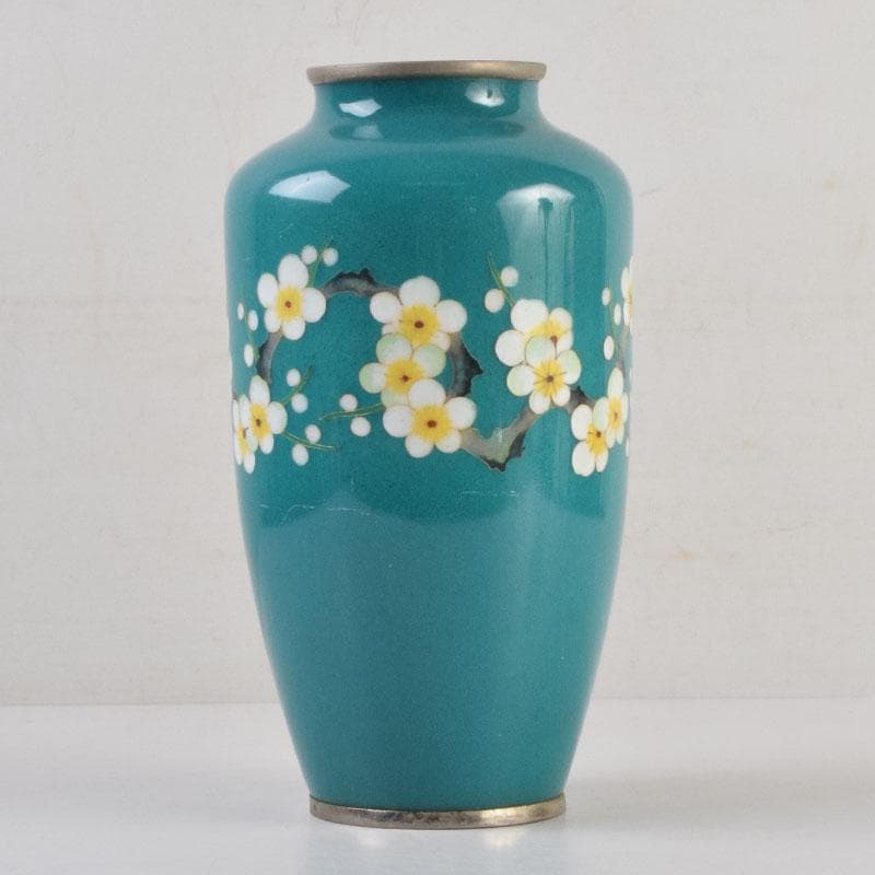 七宝焼　花文　花瓶　V　9050