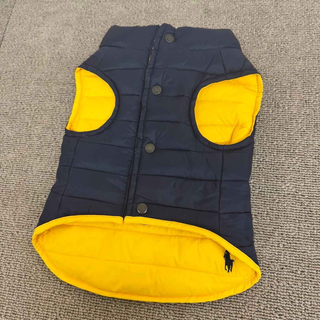 ポロラルフローレン 犬服 ダウンベスト リバーシブル ネイビー イエロー 美品