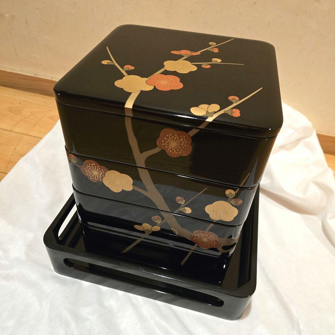 輪島塗 慶塚 四段重 重箱 台座付き