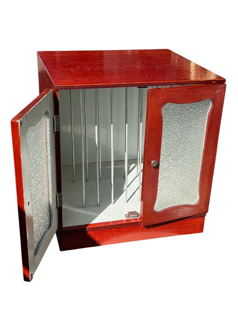 レコードキャビネット・レコードラック 木製ガラス扉・アナログ・ヴィンテージ