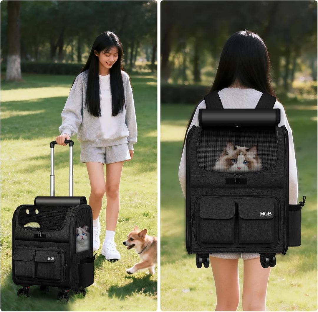 【MEG】ペットキャリー リュック キャスター付き 3WAY多機能設計 猫 犬