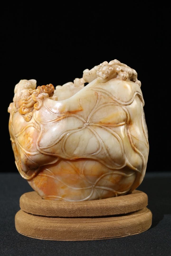 旧蔵　時代物　逸品　筆洗　寿山石　龍獸 清国時代彫刻　筆洗　文房具アンティーク