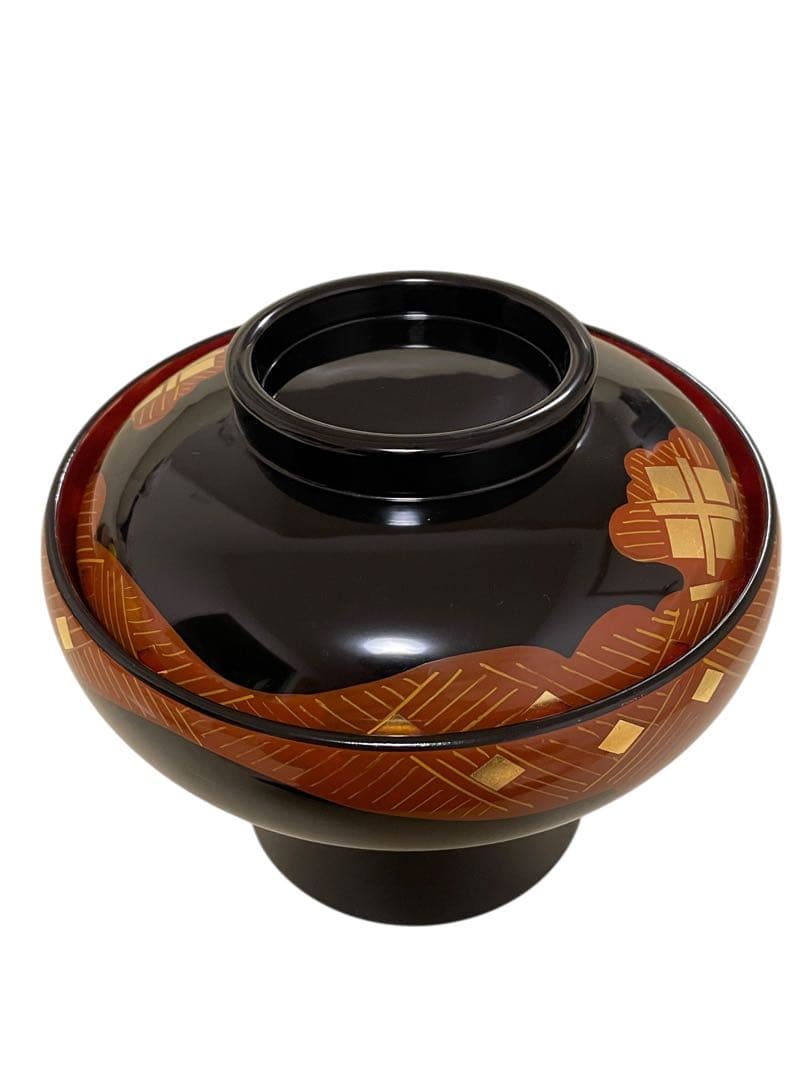 秀衡塗　金蒔絵 蓋付き漆器椀　家紋　茶懐石　お正月　おせち　お雑煮　お椀　漆