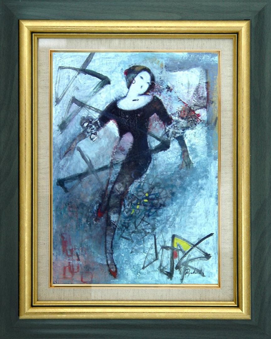 油絵 菅家令子 絵 絵画 インテリア 額付(白) F6-212023 人物 女性