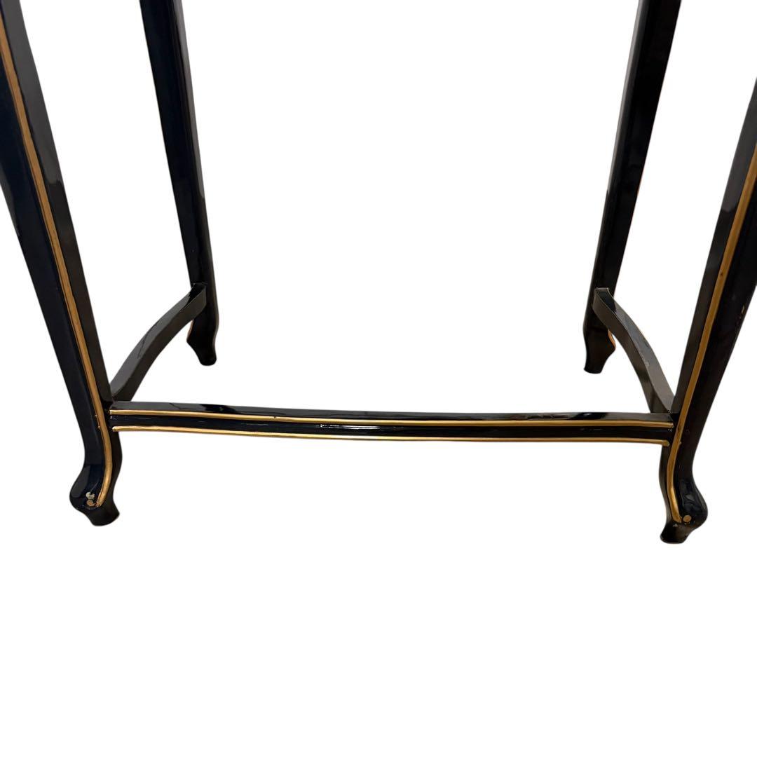 ヨーロピアン調 黒×金 花台 サイドテーブル 猫脚