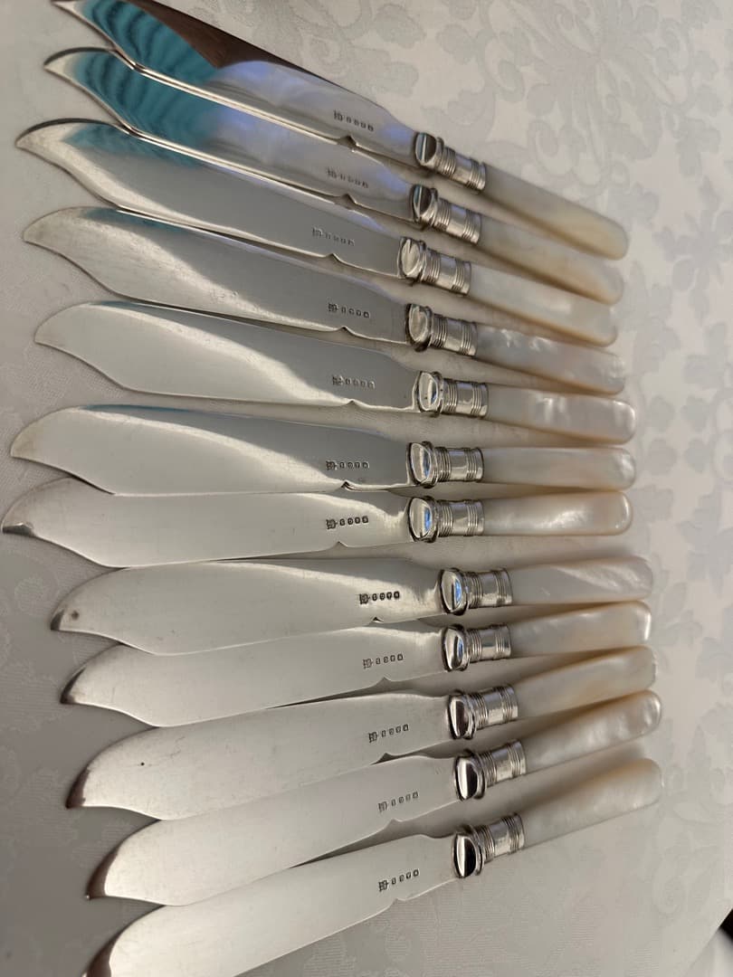 シルバープレート マザーオブパール 白蝶貝 カトラリーセット　イギリス　各12本