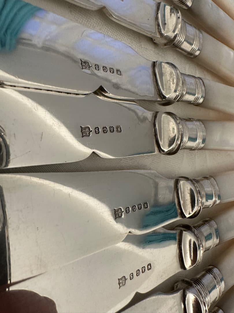 シルバープレート マザーオブパール 白蝶貝 カトラリーセット　イギリス　各12本