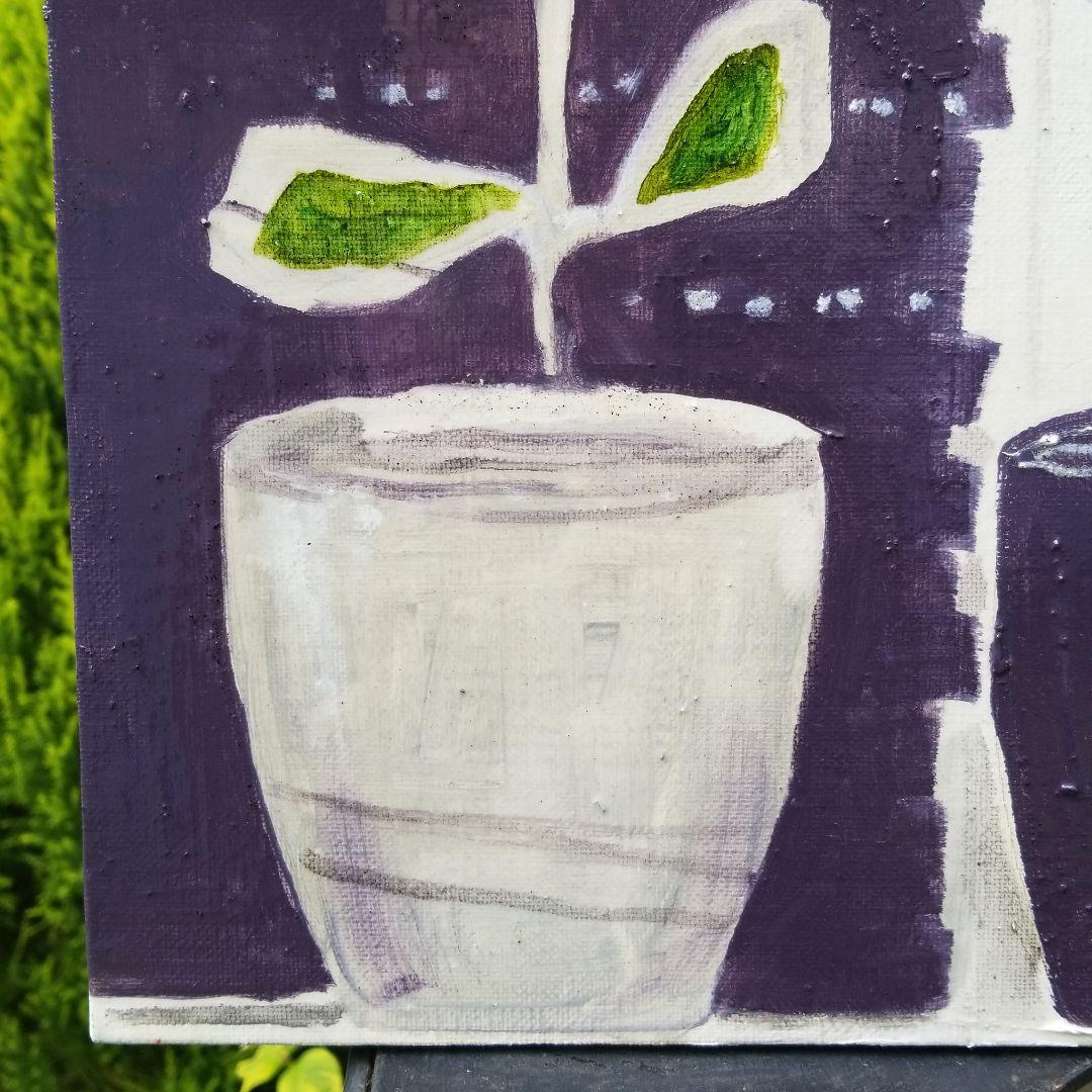 油絵　専用　だいぶ伸びている葉っぱすごく伸びている葉っぱ　　わびさびモダンアート