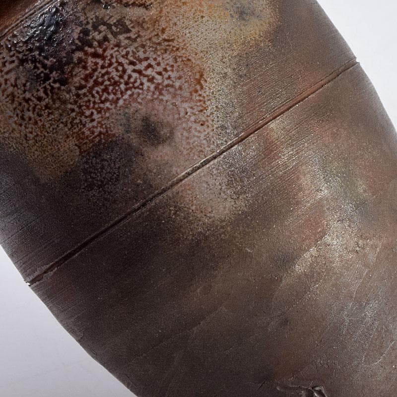 茶道具　備前焼　木村陶峰造　茶入　仕覆付　共箱　V　8750