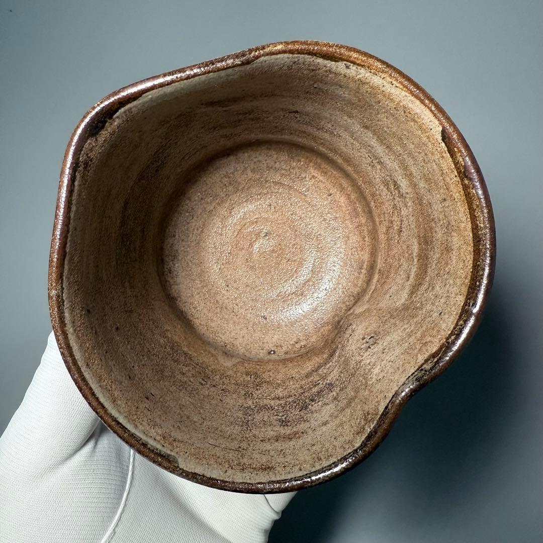 古唐津　絵唐津桃形茶碗　共箱　時代物　橋文　蒐集家旧蔵