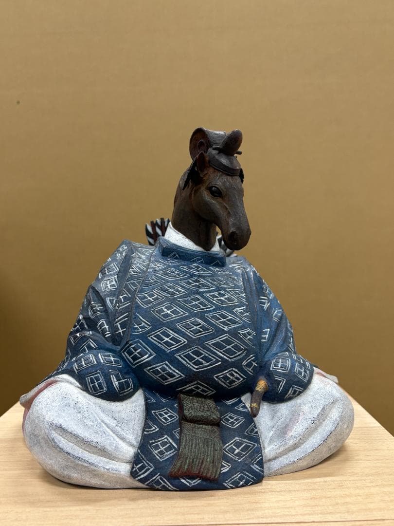 作家物　野桑敏哉(彫房ぬらり)　「牛の刻」　木彫に手彩色　Y-48