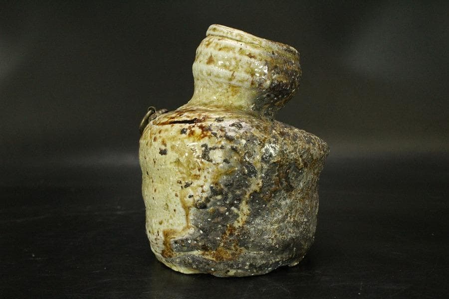 信楽焼 掛花入 高橋楽斎作 在印 美品(A600)