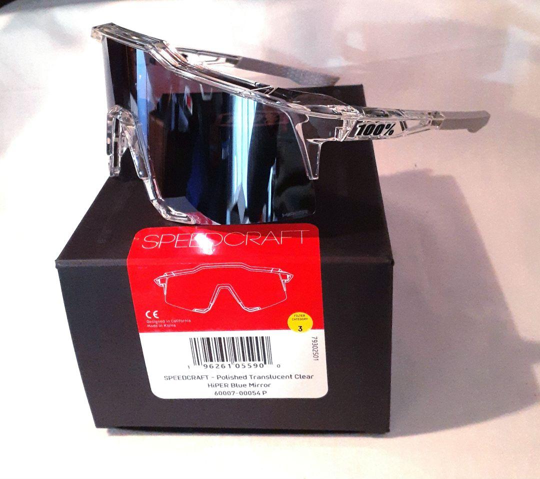 100% SPEEDCRAFT クリア ブルー ワンハンドレッド サングラス